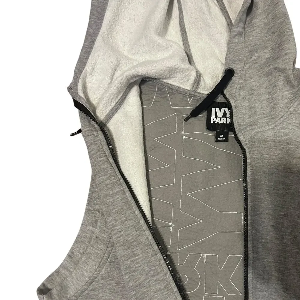 Ivy Park | Heathered Grey Quilted Logo Hooded Vest Size Medium